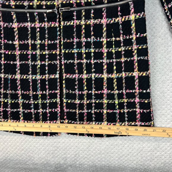 Carlisle Womens Tweed Convertible Zip-Off Coat Jacket Chanel-Inspired Grid Sz 6 - Picture 6 of 16